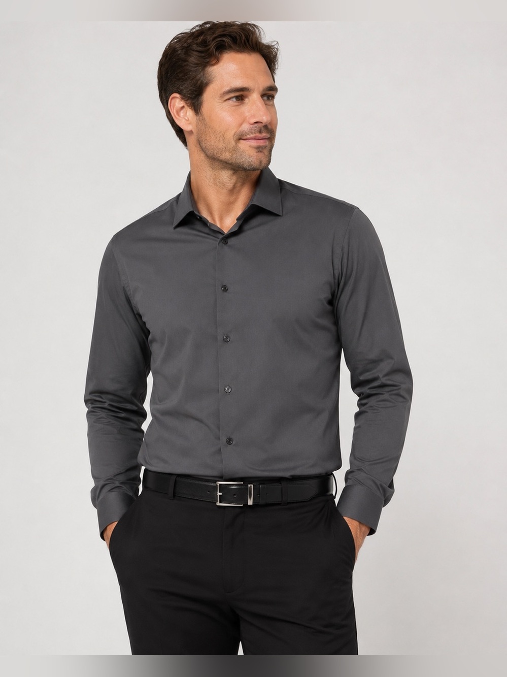 Tom Baine Performace Collection Gray Long Sleeve Casual Dress Button Down XL